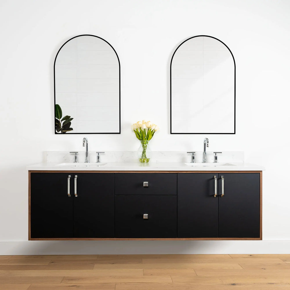 Sidney 72", Teodor® Modern Wall Mount Matte Black Vanity, Double Sink Teodor Bathroom VanityCanada