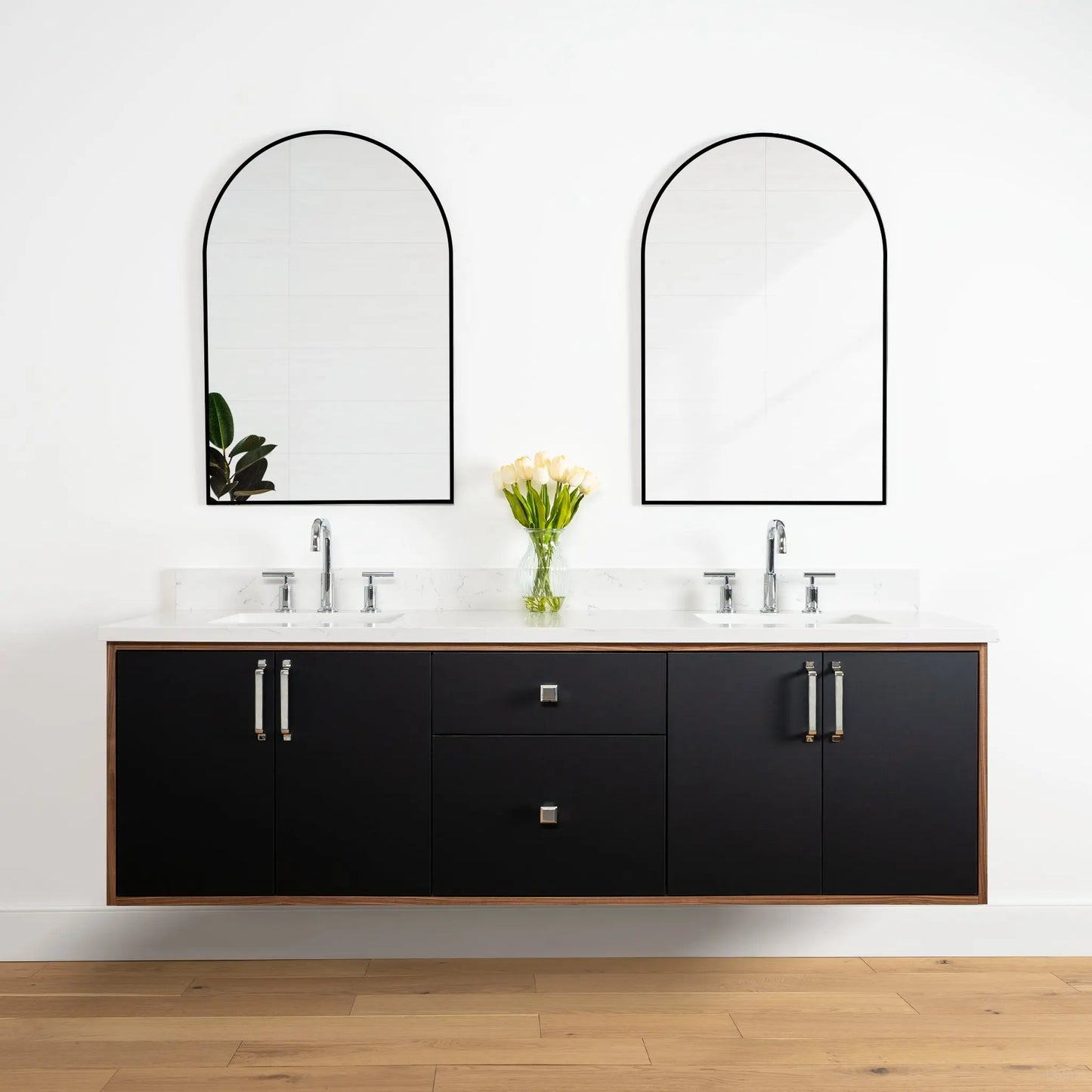 Sidney 72", Teodor® Modern Wall Mount Matte Black Vanity, Double Sink Teodor Bathroom VanityCanada