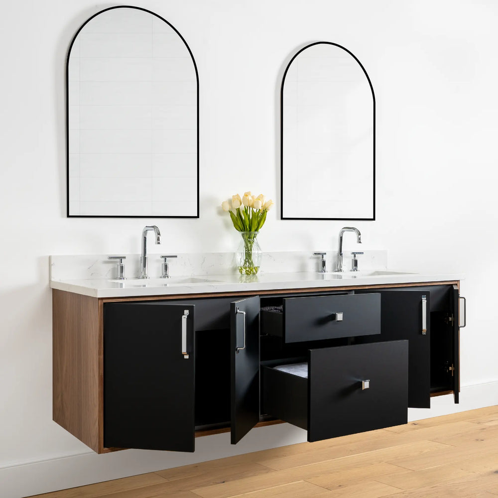 
                  
                    Sidney 72" Wall Mount Matte Black Bathroom Vanity, Double Sink
                  
                