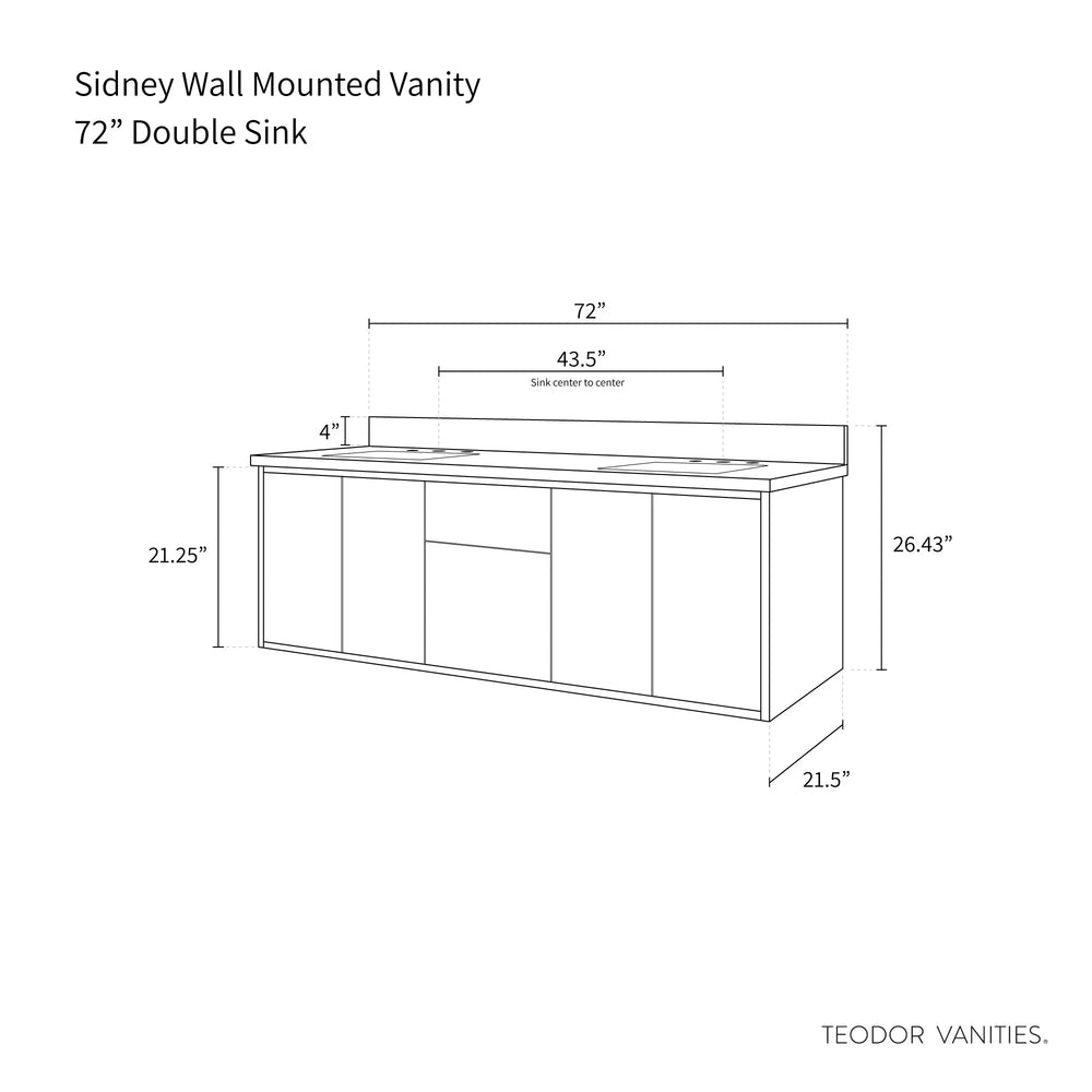 
                  
                    Sidney 72", Teodor® Modern Wall Mount Matte Black Vanity, Double Sink Teodor Bathroom VanityCanada
                  
                
