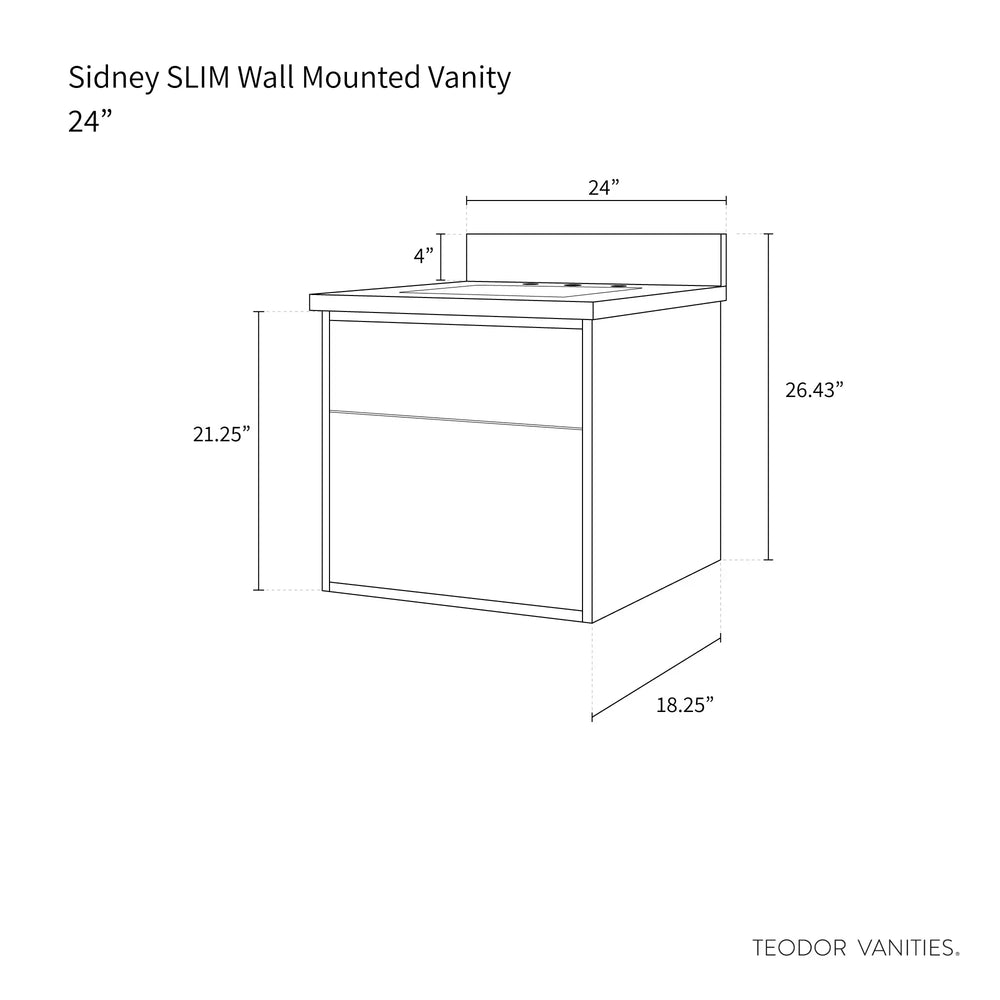 
                  
                    Sidney SLIM, 24" Teodor® Modern Wall Mount Matte Black Vanity Teodor Bathroom VanityCanada
                  
                