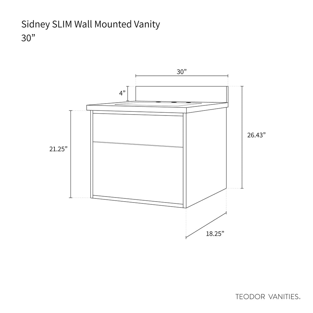 
                  
                    Sidney SLIM, 30" Teodor® Modern Wall Mount Matte Black Vanity Teodor Bathroom VanityCanada
                  
                