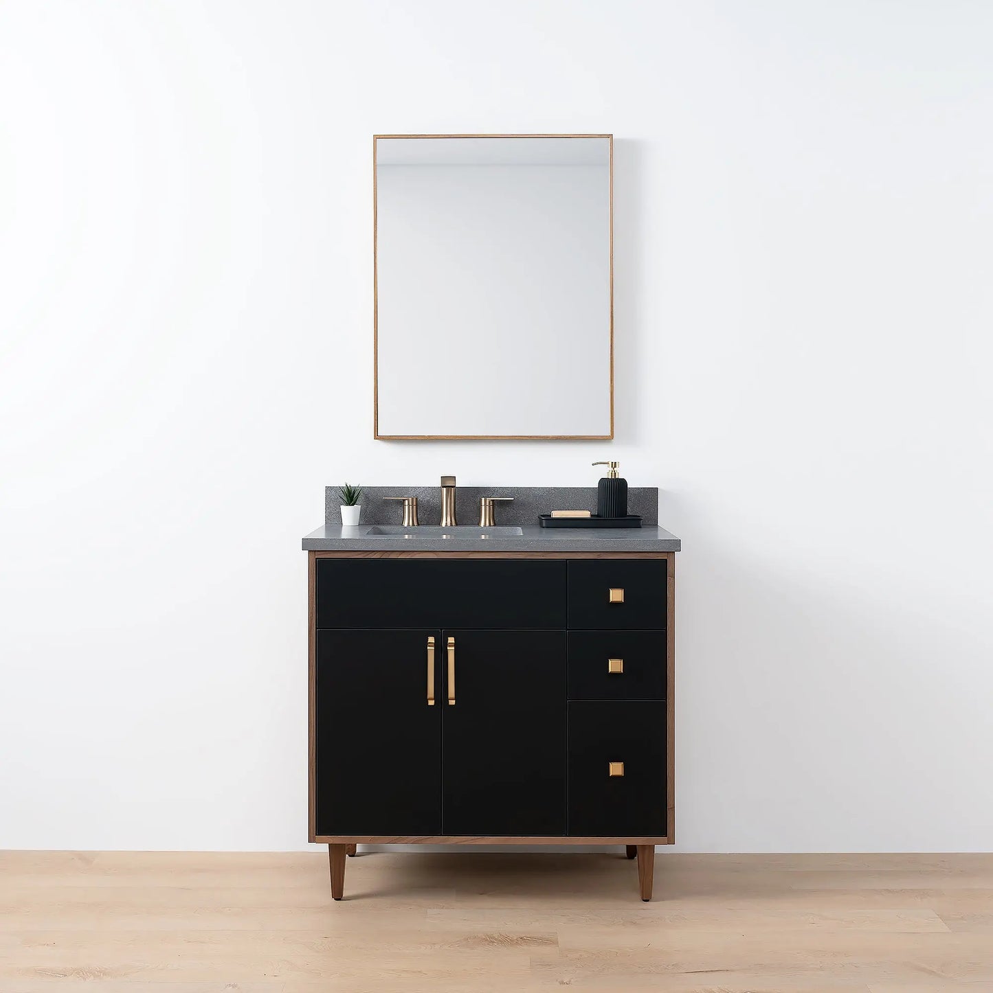 Sidney SLIM, 36" Teodor® Modern Matte Black Vanity, Left Sink Teodor Bathroom VanityCanada