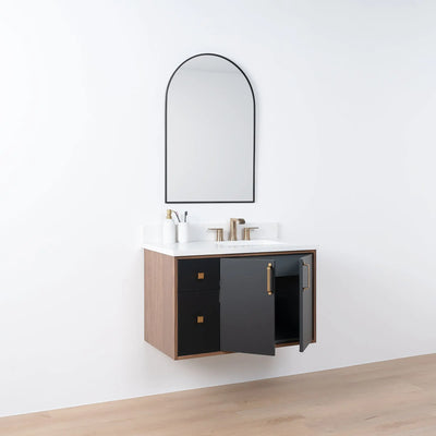 Sidney SLIM, 36" Teodor® Modern Wall Mount Matte Black Vanity, Right Sink Teodor Bathroom VanityCanada