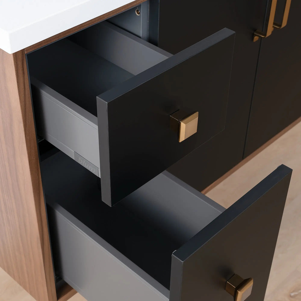
                  
                    Sidney SLIM, 36" Teodor® Modern Wall Mount Matte Black Vanity, Right Sink Teodor Bathroom VanityCanada
                  
                