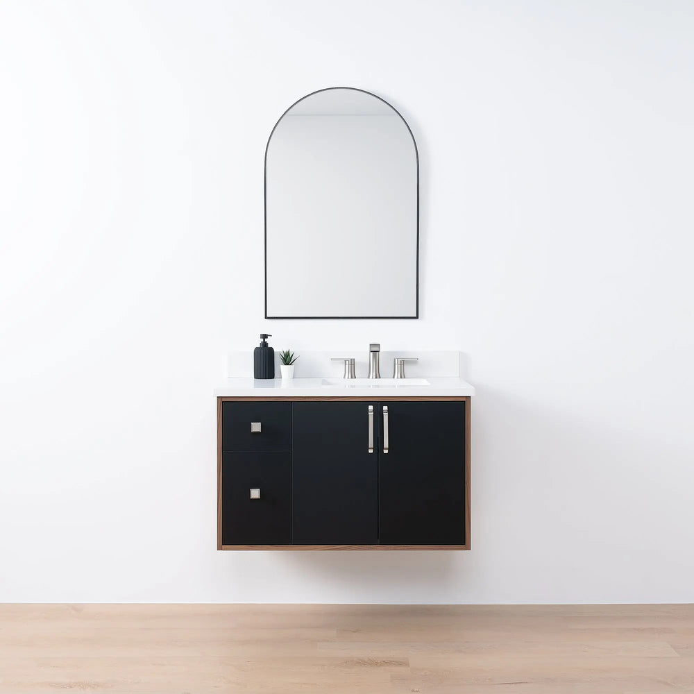 
                  
                    Sidney SLIM, 36" Teodor® Modern Wall Mount Matte Black Vanity, Right Sink Teodor Bathroom VanityCanada
                  
                