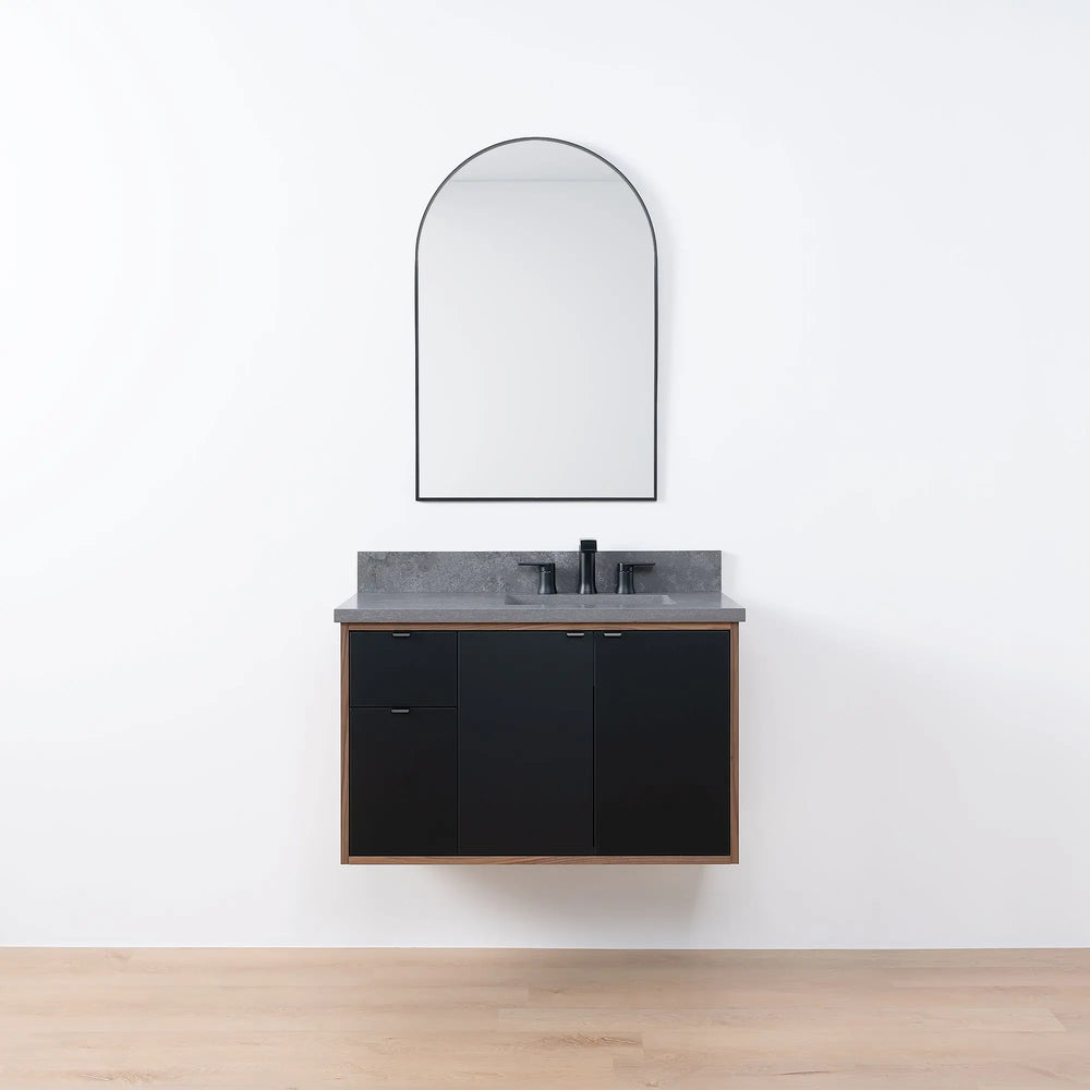 
                  
                    Sidney SLIM, 36" Teodor® Modern Wall Mount Matte Black Vanity, Right Sink Teodor Bathroom VanityCanada
                  
                