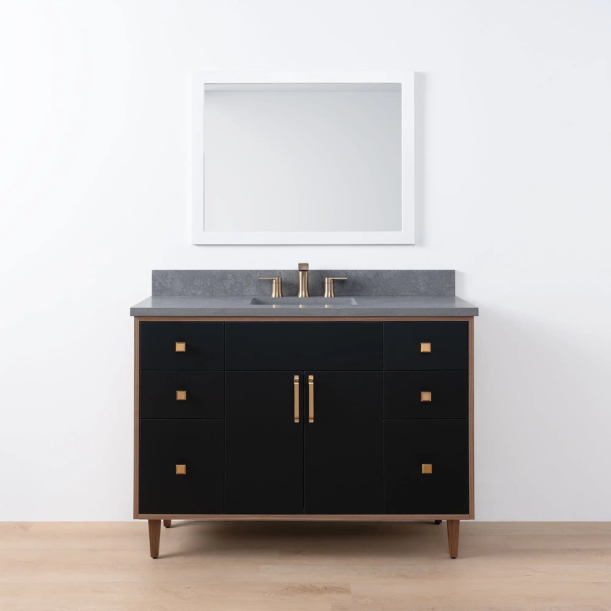 Sidney SLIM, 48" Teodor® Modern Matte Black Vanity Teodor Bathroom VanityCanada