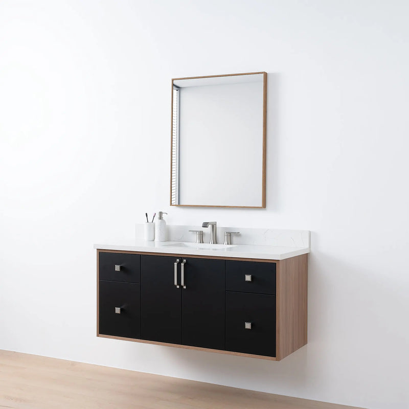 Sidney SLIM, 48" Teodor® Modern Wall Mount Matte Black Vanity Teodor Bathroom VanityCanada