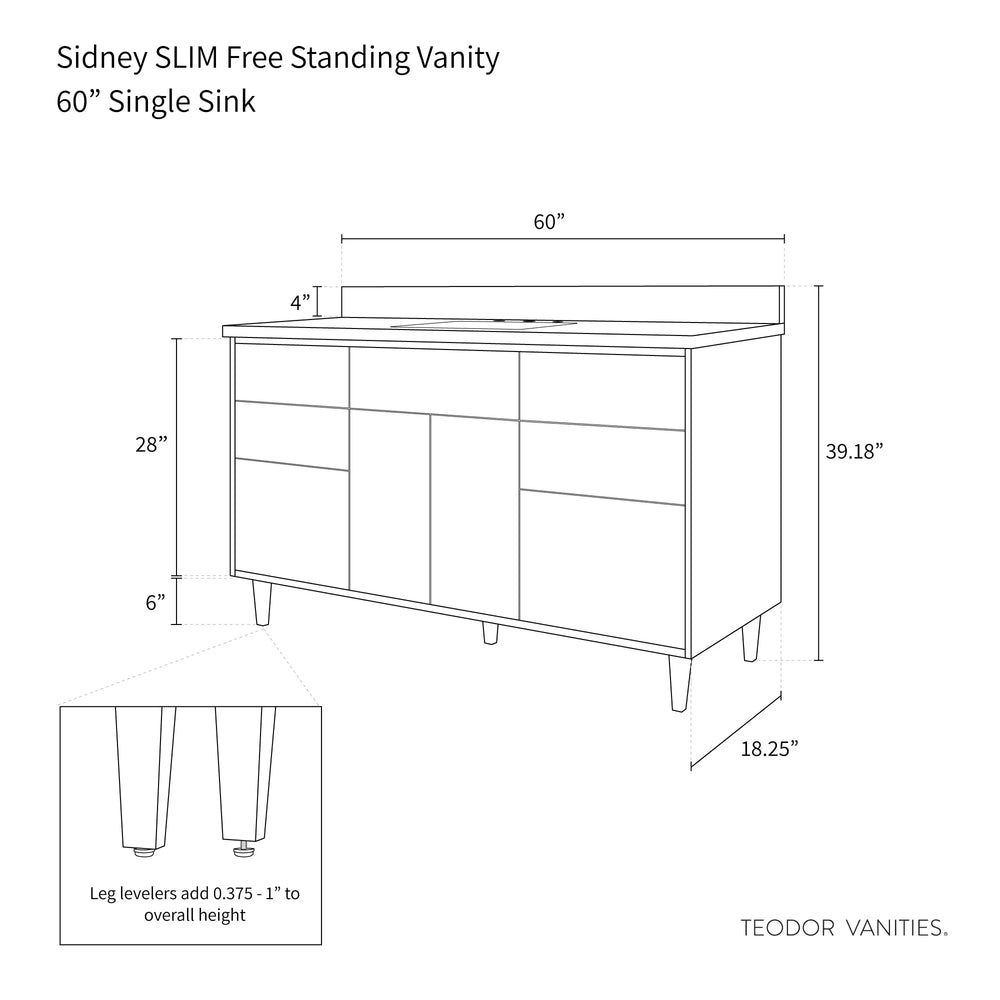 
                  
                    Sidney SLIM, 60" Teodor® Modern Matte Black Vanity Teodor Bathroom VanityCanada
                  
                