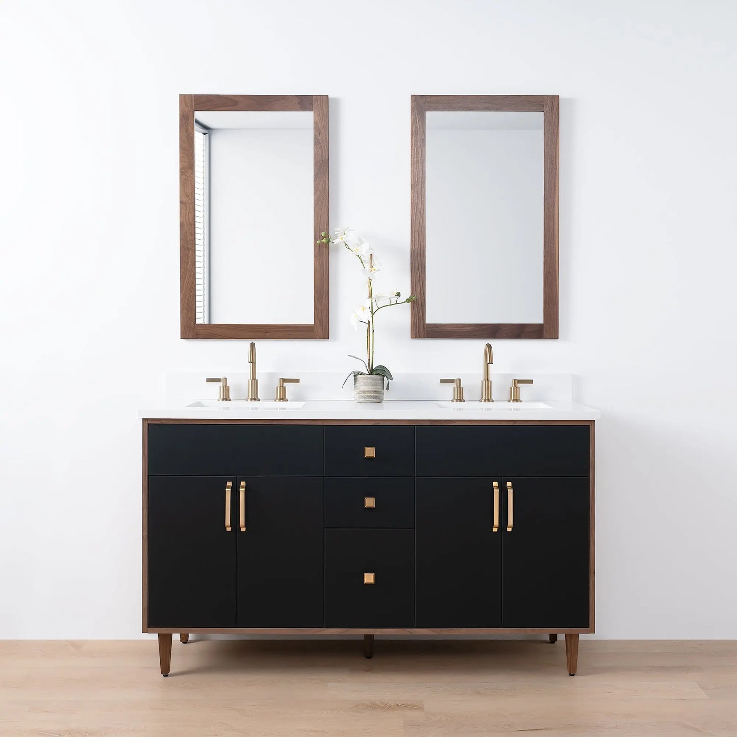 Sidney SLIM, 60" Teodor® Modern Matte Black Vanity, Double Sink Teodor Bathroom VanityCanada