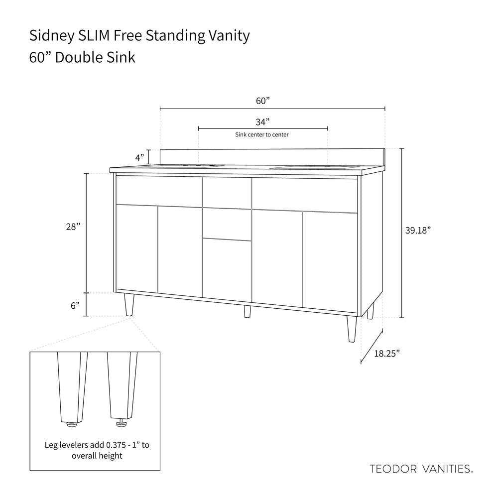 
                  
                    Sidney SLIM, 60" Teodor® Modern Matte Black Vanity, Double Sink Teodor Bathroom VanityCanada
                  
                