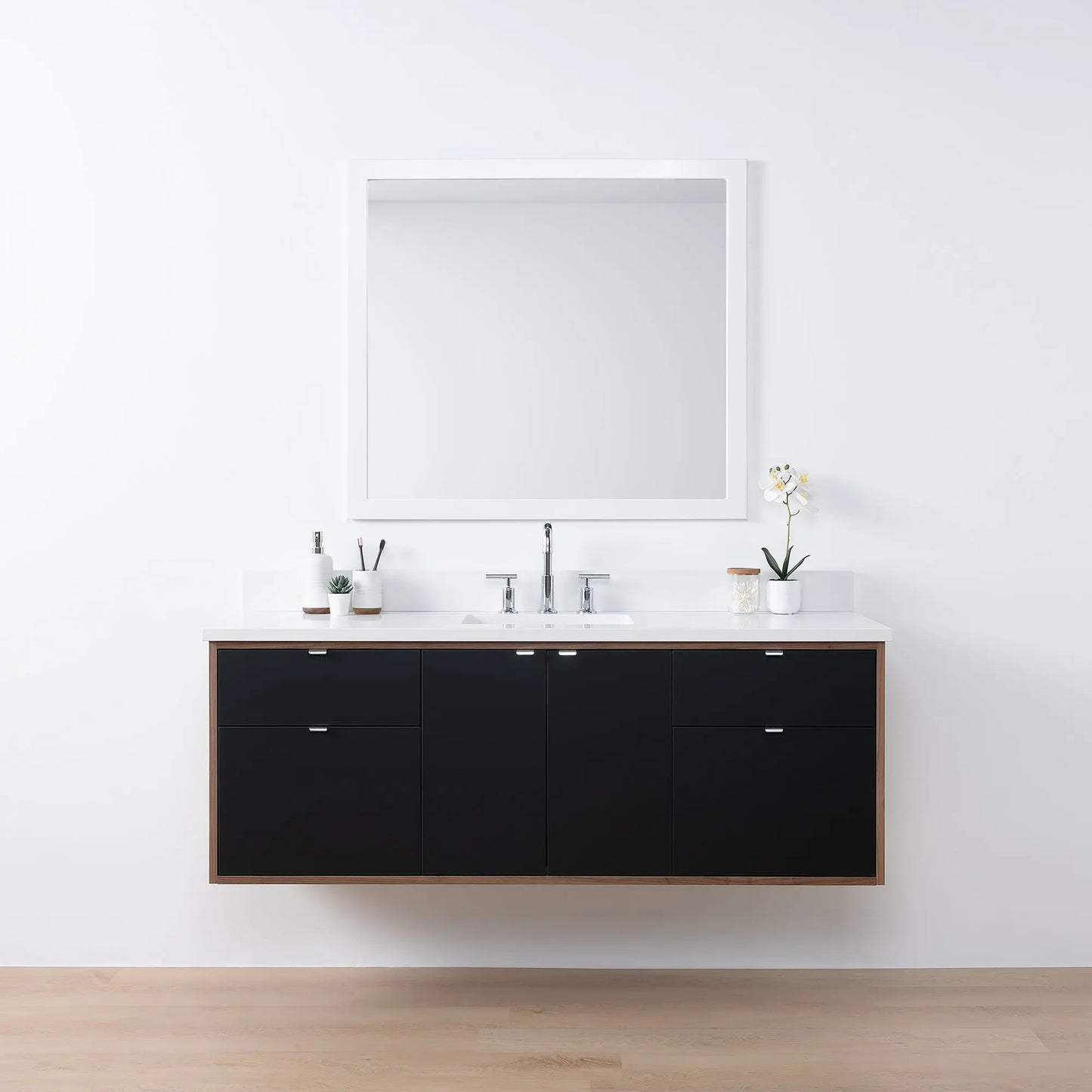 Sidney SLIM, 60" Teodor® Modern Wall Mount Matte Black Vanity Teodor Bathroom VanityCanada