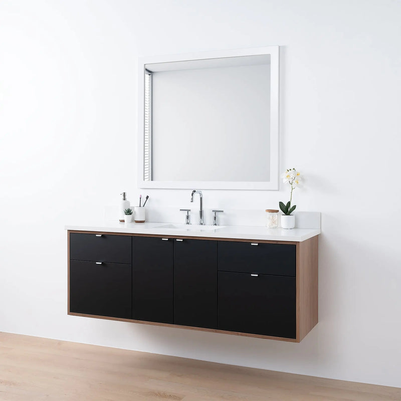 Sidney SLIM, 60" Teodor® Modern Wall Mount Matte Black Vanity Teodor Bathroom VanityCanada
