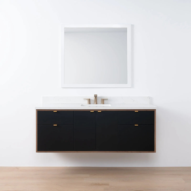 Sidney SLIM, 60" Teodor® Modern Wall Mount Matte Black Vanity Teodor Bathroom VanityCanada