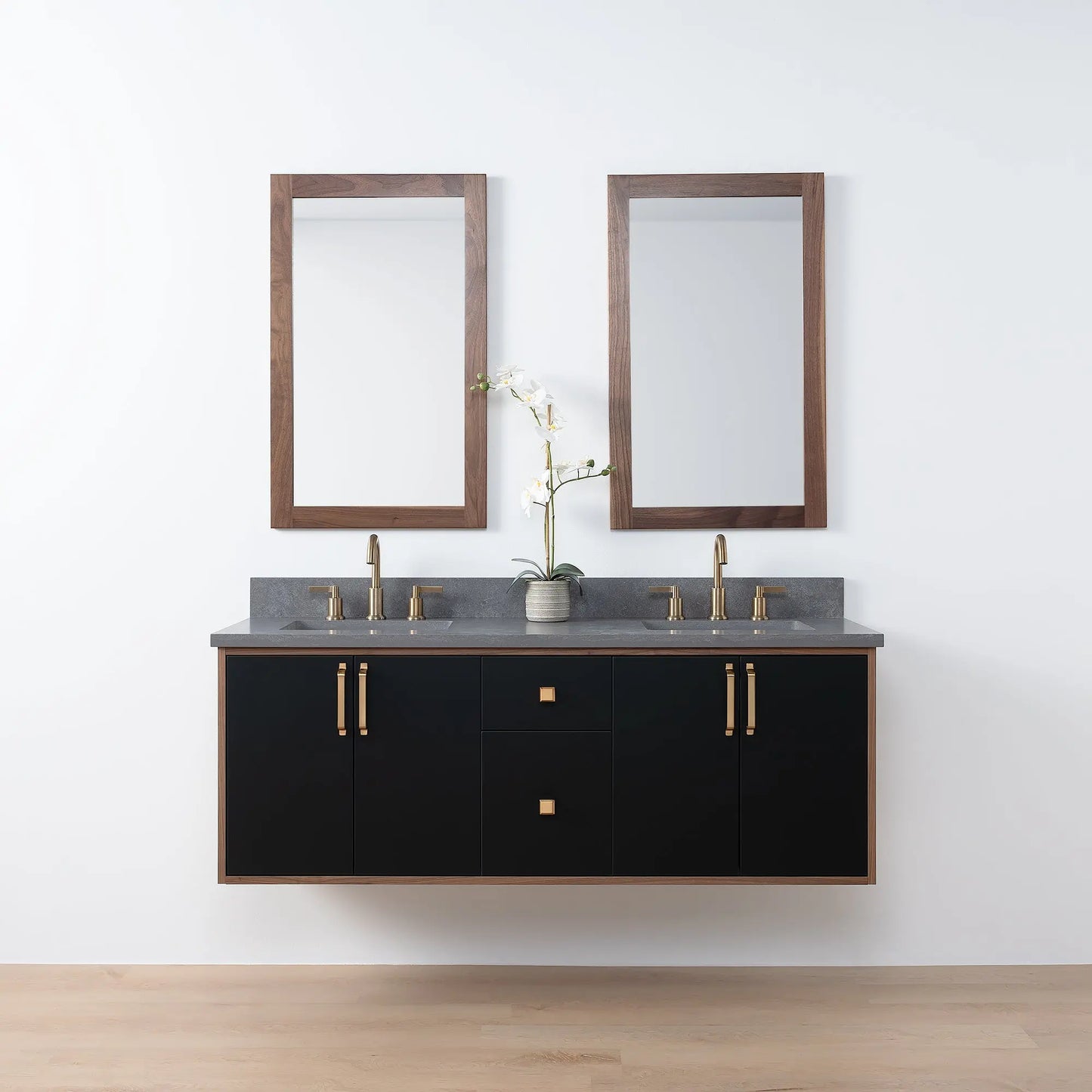 Sidney SLIM, 60" Teodor® Modern Wall Mount Matte Black Vanity, Double Sink Teodor Bathroom VanityCanada