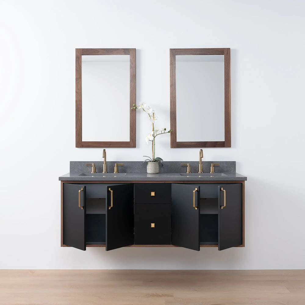 
                  
                    Sidney SLIM, 60" Teodor® Modern Wall Mount Matte Black Vanity, Double Sink Teodor Bathroom VanityCanada
                  
                