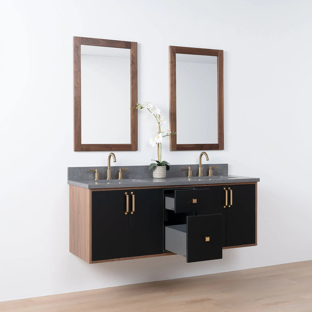 
                  
                    Sidney SLIM, 60" Teodor® Modern Wall Mount Matte Black Vanity, Double Sink Teodor Bathroom VanityCanada
                  
                