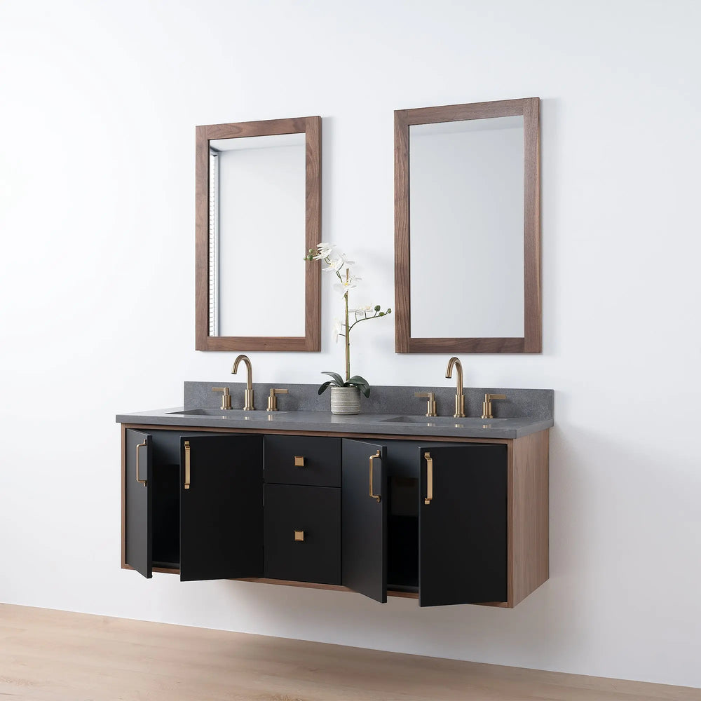 
                  
                    Sidney SLIM, 60" Teodor® Modern Wall Mount Matte Black Vanity, Double Sink Teodor Bathroom VanityCanada
                  
                