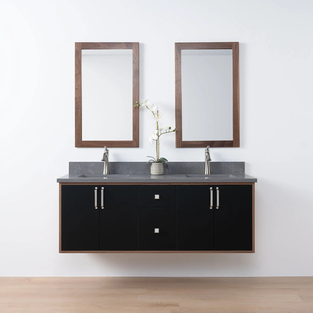 
                  
                    Sidney SLIM, 60" Teodor® Modern Wall Mount Matte Black Vanity, Double Sink Teodor Bathroom VanityCanada
                  
                