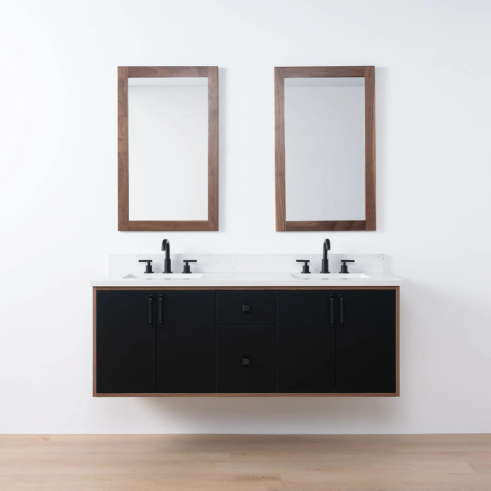 
                  
                    Sidney SLIM, 60" Teodor® Modern Wall Mount Matte Black Vanity, Double Sink Teodor Bathroom VanityCanada
                  
                