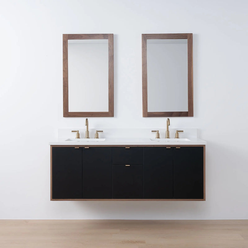 Sidney SLIM, 60" Teodor® Modern Wall Mount Matte Black Vanity, Double Sink Teodor Bathroom VanityCanada