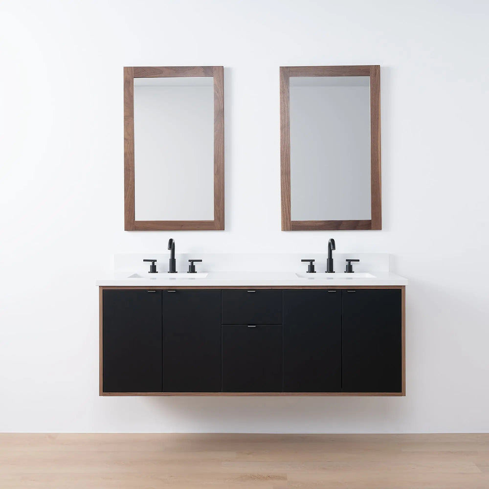 
                  
                    Sidney SLIM, 60" Teodor® Modern Wall Mount Matte Black Vanity, Double Sink Teodor Bathroom VanityCanada
                  
                