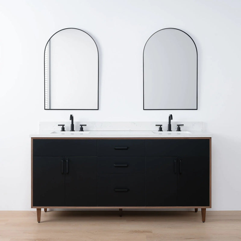 Sidney SLIM, 72" Teodor® Modern Matte Black Vanity, Double Sink Teodor Bathroom VanityCanada