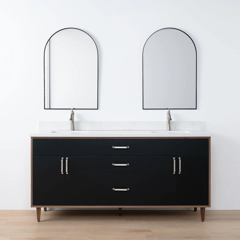 Sidney SLIM, 72" Teodor® Modern Matte Black Vanity, Double Sink Teodor Bathroom VanityCanada