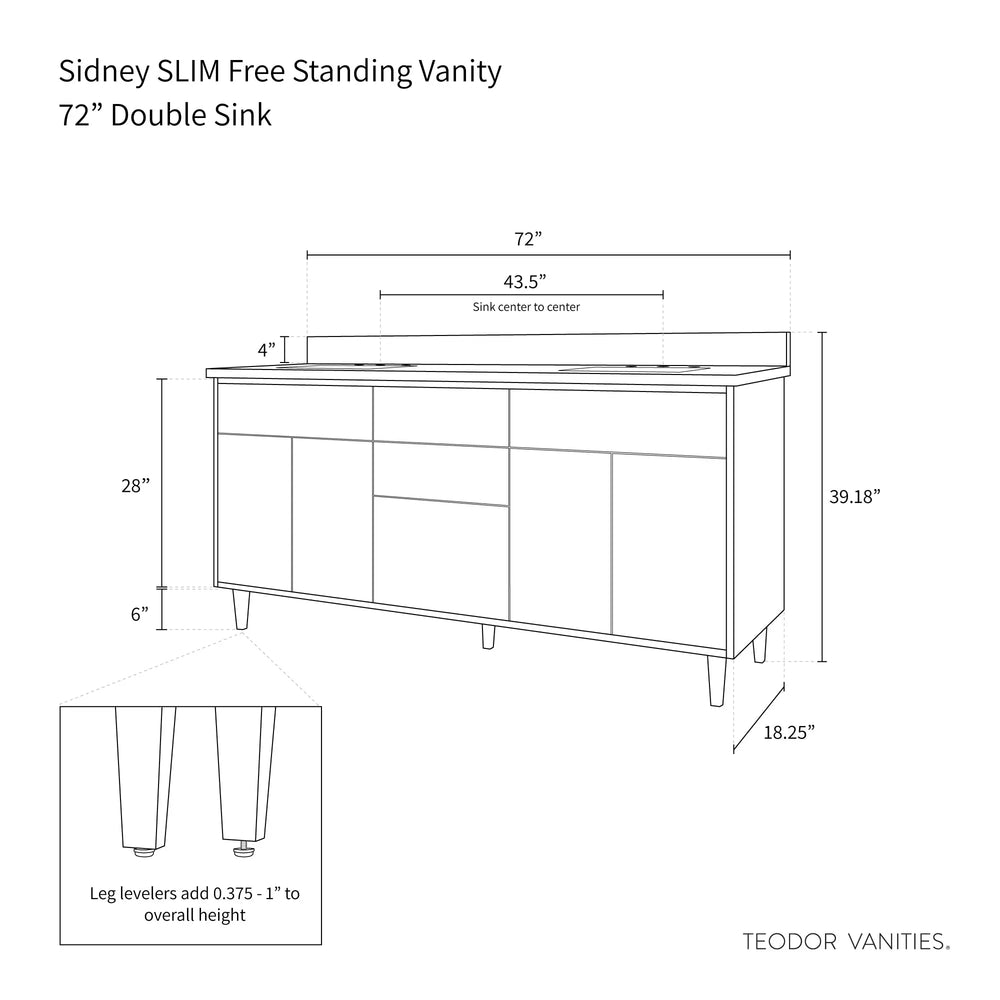 
                  
                    Sidney SLIM, 72" Teodor® Modern Matte Black Vanity, Double Sink Teodor Bathroom VanityCanada
                  
                