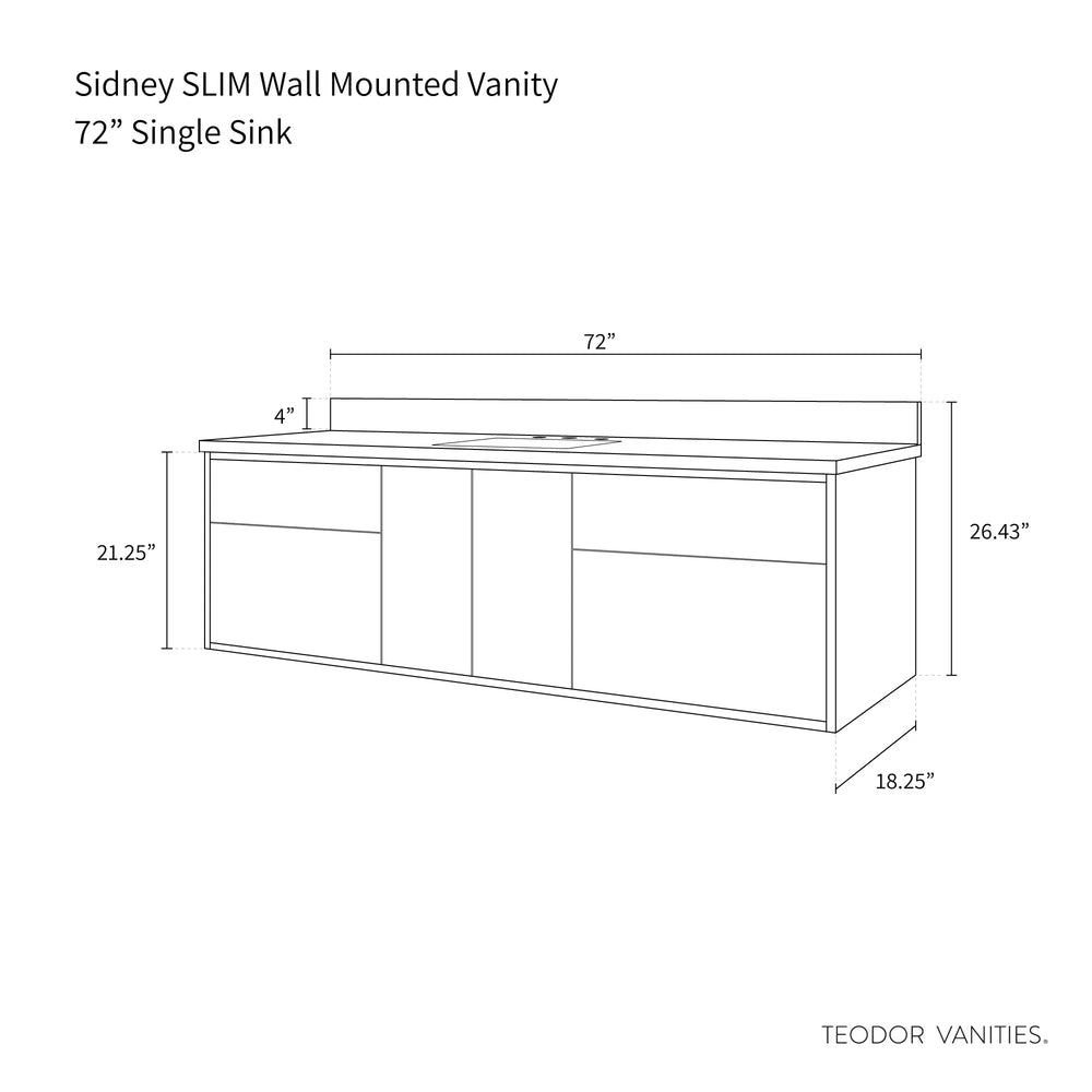 
                  
                    Sidney SLIM, 72" Teodor® Modern Wall Mount Matte Black Vanity Teodor Bathroom VanityCanada
                  
                