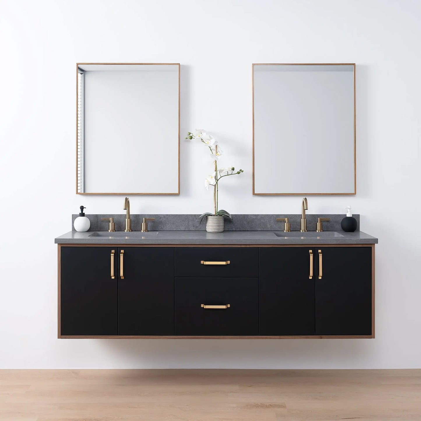 Sidney SLIM, 72" Teodor® Modern Wall Mount Matte Black Vanity, Double Sink Teodor Bathroom VanityCanada