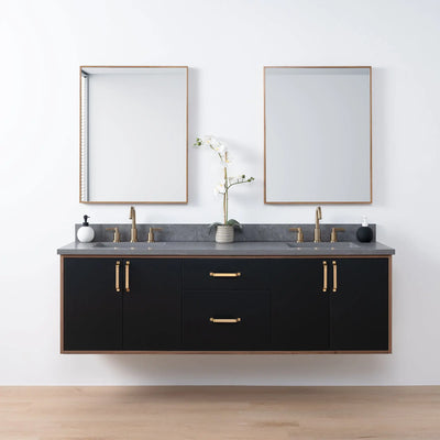 Sidney SLIM, 72" Teodor® Modern Wall Mount Matte Black Vanity, Double Sink Teodor Bathroom VanityCanada