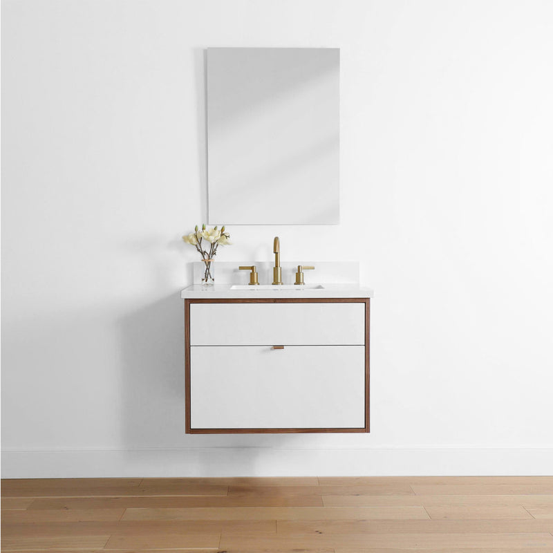 Sidney 30", Teodor® Modern Wall Mount Gloss White Vanity