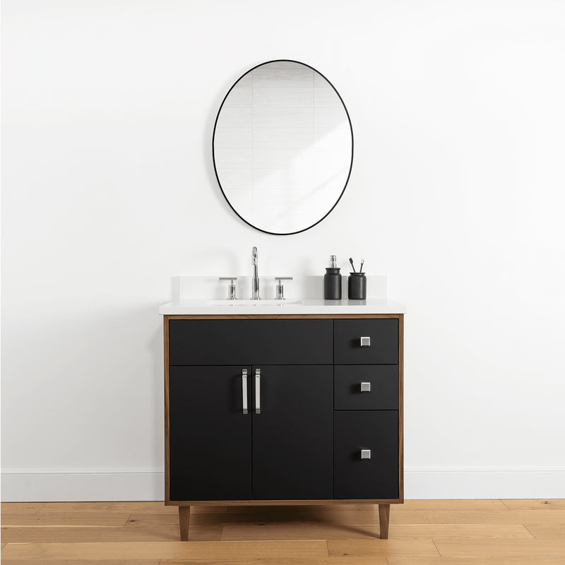 Sidney 36", Teodor® Modern Matte Black Vanity, Left Sink
