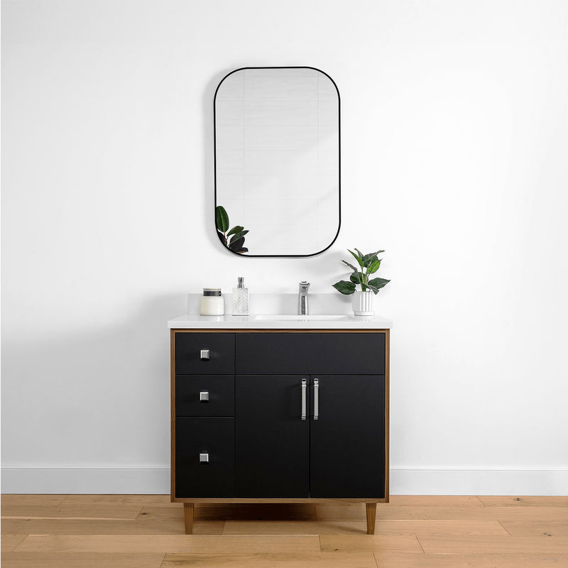 Sidney 36", Teodor® Modern Matte Black Vanity, Right Sink
