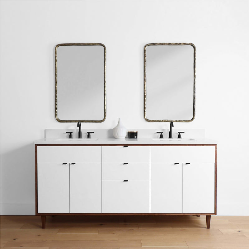 Sidney 72", Teodor® Modern Gloss White Vanity, Double Sink