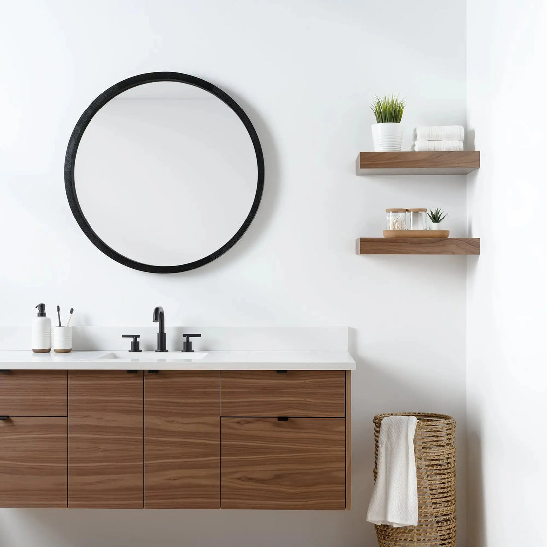 American Black Walnut Floating Shelf - Teodor Vanities