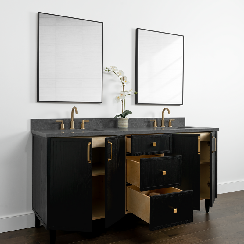 Cape Breton 72", Teodor® Blackened Oak Vanity, Double Sink