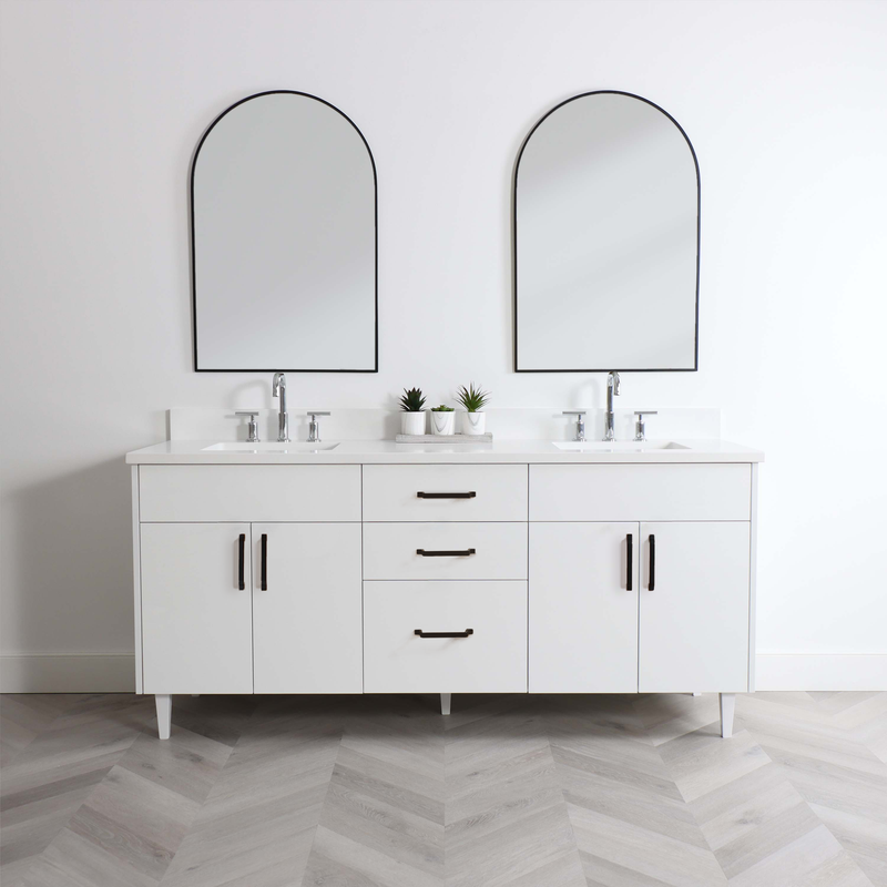 Austin 72", Teodor® Modern Gloss White Vanity, Double Sink