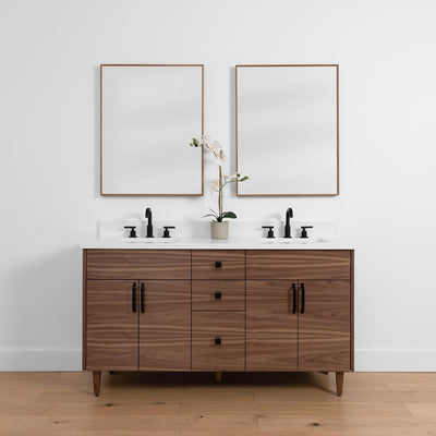 Austin SLIM, 60" Teodor® Modern American Black Walnut Vanity, Double Sink