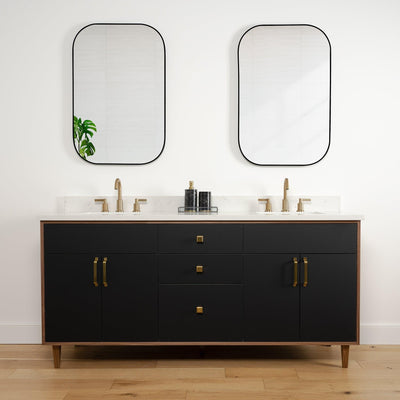 Sidney 72", Teodor® Modern Matte Black Vanity, Double Sink