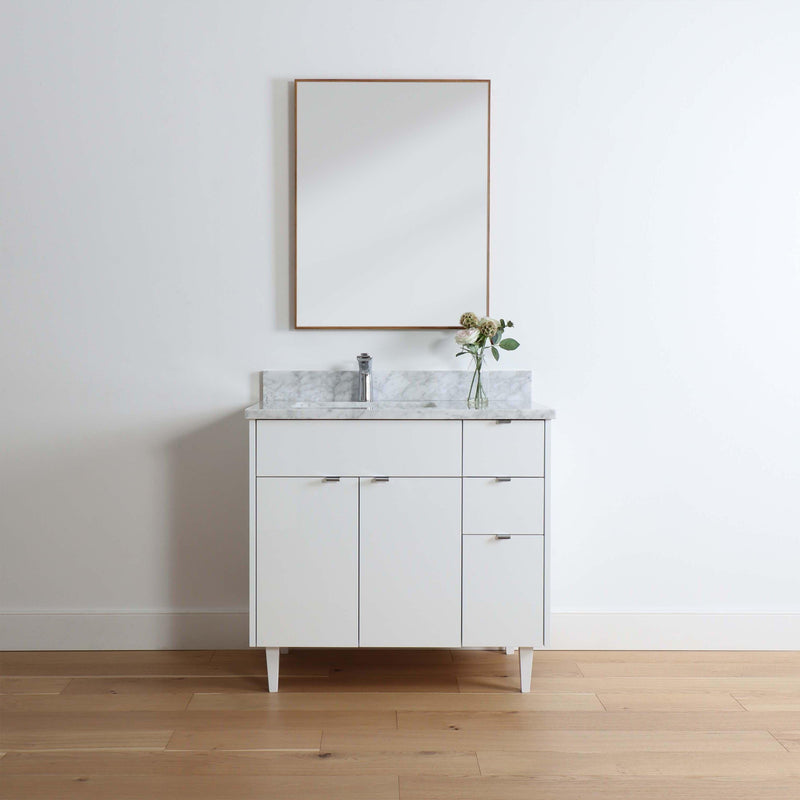 Austin 36", Teodor Modern Gloss White Vanity, Left Sink - The Vanity Store Canada