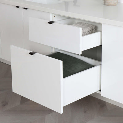Austin 72", Teodor Modern Wall Mount Gloss White Vanity, Double Sink - The Vanity Store Canada
