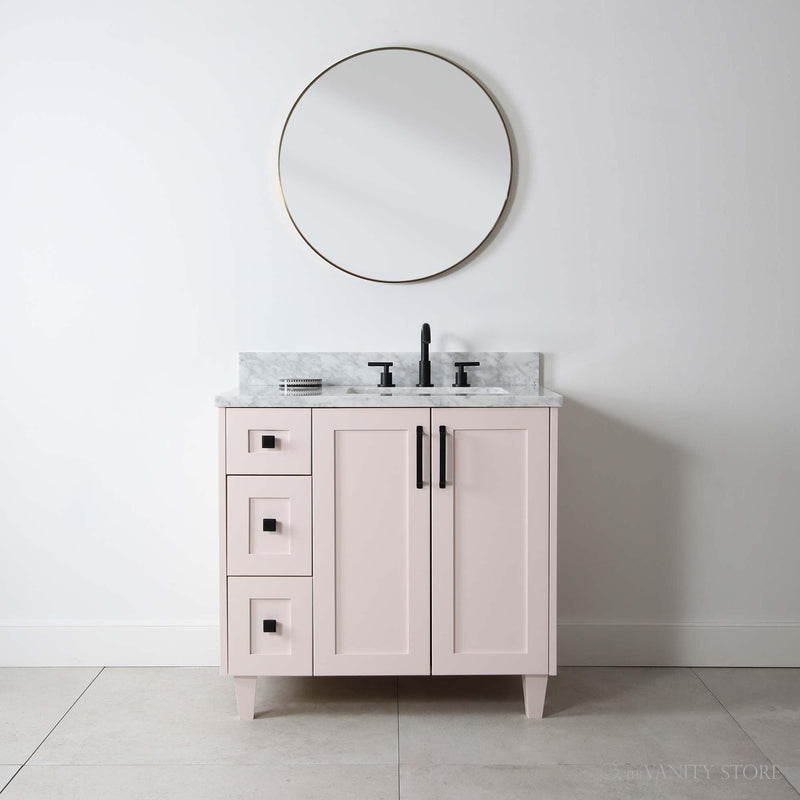 Bridgeport 36", Teodor Champagne Pink Vanity, Right Sink - The Vanity Store Canada