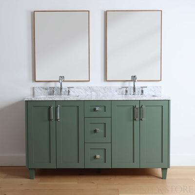 Bridgeport 60", Teodor Sage Green Vanity, Double Sink - The Vanity Store Canada