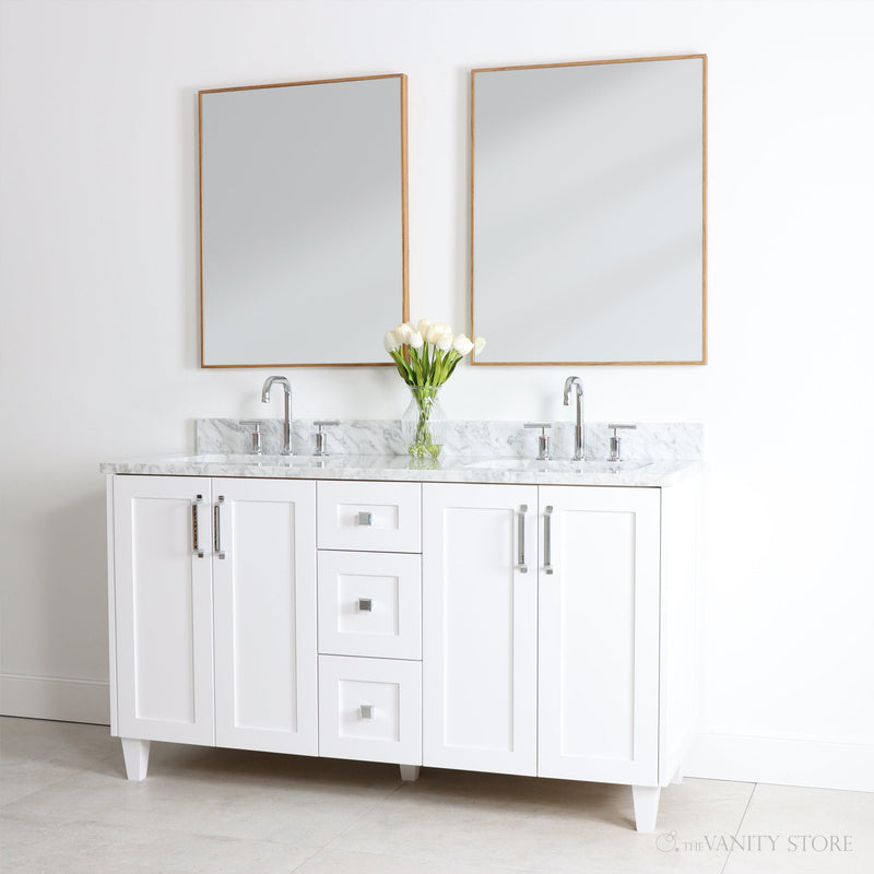 Bridgeport 60", Teodor Satin White Vanity, Double Sink - The Vanity Store Canada