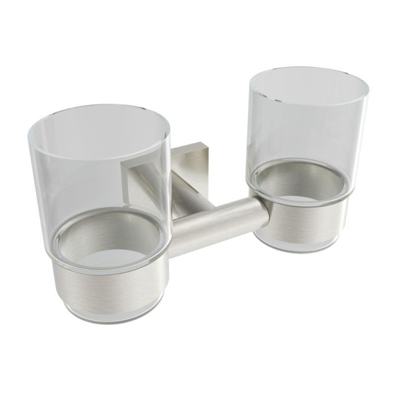 Crater Double Glass Tumbler, Brushed Nickel, Volkano Series - The Vanity Store Canada