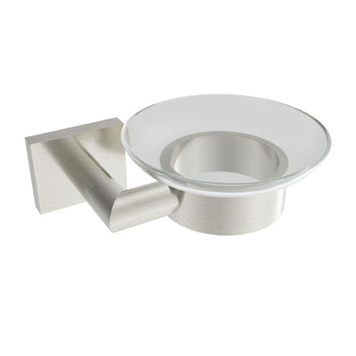 Crater Glass Soap Dish, Brushed Nickel, Volkano Series - The Vanity Store Canada