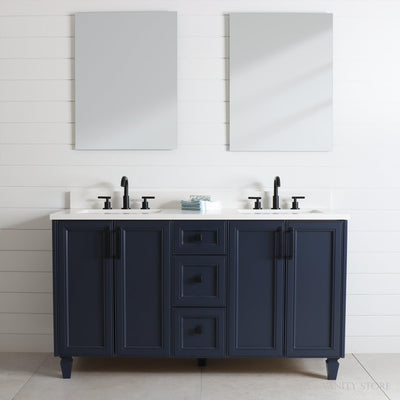 Davenport 60", Teodor Pacific Blue Vanity, Double Sink - The Vanity Store Canada